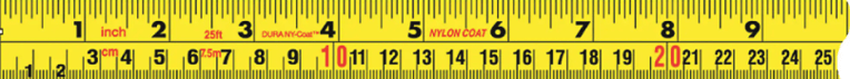 Dual-scale ruler with inches on one side and metric on the other.